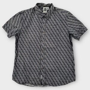 Kennington Shirt Mens XL Button Down Classic Fit Geometric SS Blue Cotton USA‎